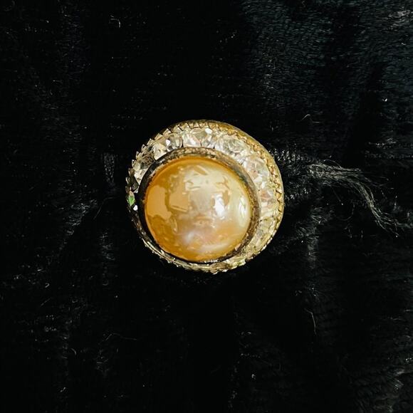 Vintage 80s Black Velvet Blouse w Pearl Rhinestone Buttons – Statement Shoulders - Picture 9 of 9